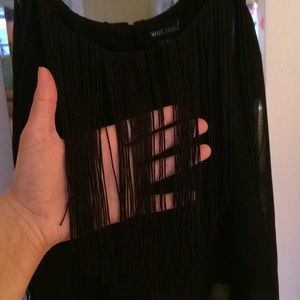 Fringe black tank top